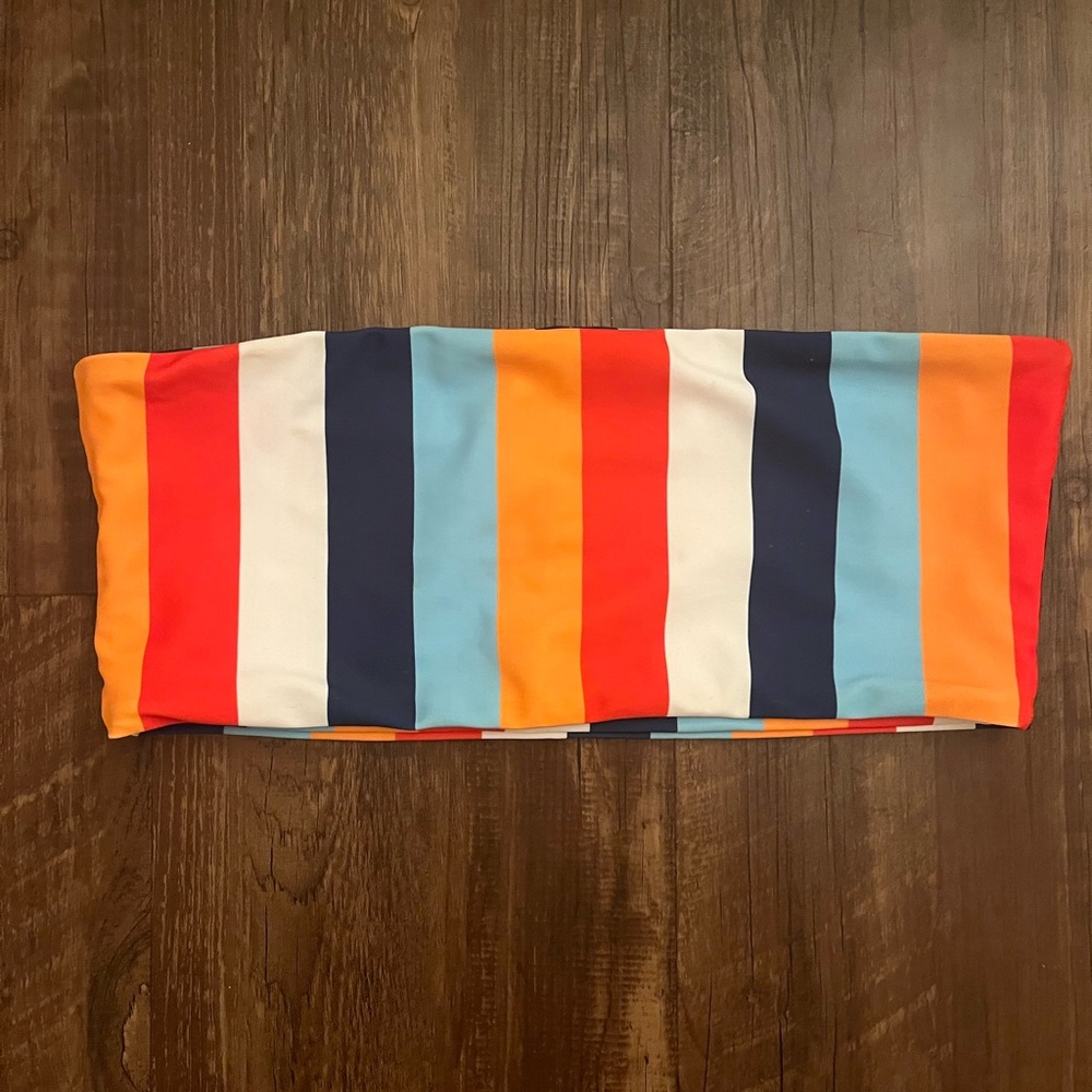 Striped Shein Bandeau Swim Top